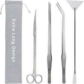 Worface 742221943406 Aquascape Tools Kit 4 In 1 Long 15 Inch Stainless Steel Fish Tank Cleaning Set