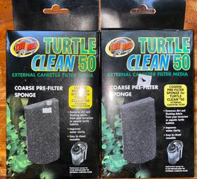 78114 Zoo Med 2x Turtle Clean 50 Coarse Pre-filter Sponge For External Canister Filter