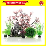 Jih Aquarium Fish Tank Plastic Plants And Cave Rock Decorations Set 7 P.... Fixed Price $20.99.