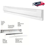 1250W 5-FOOT Electric Baseboard Heater Convection Heating Home Durable White New. Fixed Price $106.91.