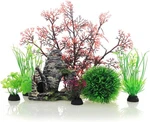 Jih Aquarium Fish Tank Plastic Plants And Cave Rock Decorations Set 7 P.... Fixed Price $16.02.