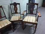 6 Vtg Penn Table Company Dining Kitchen Chairs Set One Armed 38 1/2 Tall. Fixed Price $425.00.
