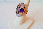 ***natury Druzy Stone Agate Ring Artistic Gold Wire Mesh Band Sz 6!!. Fixed Price $30.00.