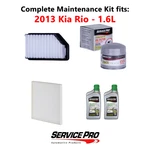 2013 Kia Rio 1.6L Complete Cabin, Air & Oil Filter Kit (5W-30). Fixed Price $86.95.