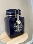 Starbucks Coffee Cobalt Blue Ceramic Air Lock Gasket Seal Top Canister. Fixed Price $40.00.