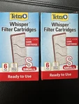 2-TETRA Whisper Filter Cartridges 6 Packs In Each, Size Small, 19550 12 Total. Fixed Price $9.99.