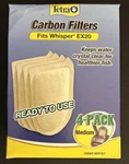 (1) 4-PACK Medium Tetra Carbon Filter Cartridge Fits Whisper EX20 Fish Aquarium. Fixed Price $33.52.