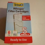 Tetra Whisper Filter Cartridges, Size Small, 6 Pack, Ready To Use, 19550. Fixed Price $10.00.