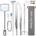 Extra Long Aquarium Aquascaping Tools Kit 8 1, Liveek Stainless Silver. Fixed Price $41.34.
