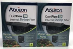 2PK Aqueon Quietflow 10 Internal Shrimp Filter W/ Small Cartridge Gal. Fixed Price $34.95.