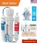 Compact 3-STAGE Reverse Osmosis Filter System For Aquariums 50 Gpd Capacity. Fixed Price $122.35.