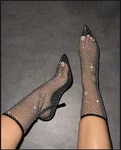 Simmi London Krystal Black Mesh Rhinestone Sock Boot Heels Us 8 New. Fixed Price $33.40.