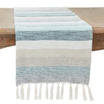 Saro Lifestyle Fringed Stripe Table Runner, 16"X120", Aqua. Fixed Price $76.58.