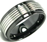 Tungsten Carbide Ring Wedding Band Dark Titanium Color Ceramic Inside Lines 9MM. Fixed Price $39.95.