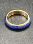 Cast Sterling Silver Ring With 9K Gold Accents, Ceramic, Cobalt Blue, Size 5.5. Fixed Price $99.00.